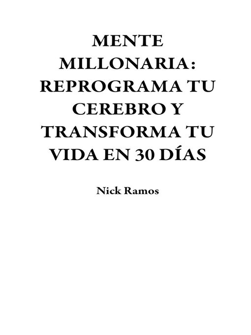 Title details for MENTE MILLONARIA by Nick Ramos - Available